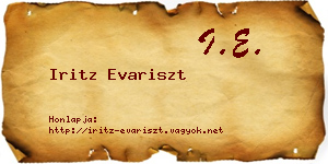 Iritz Evariszt névjegykártya